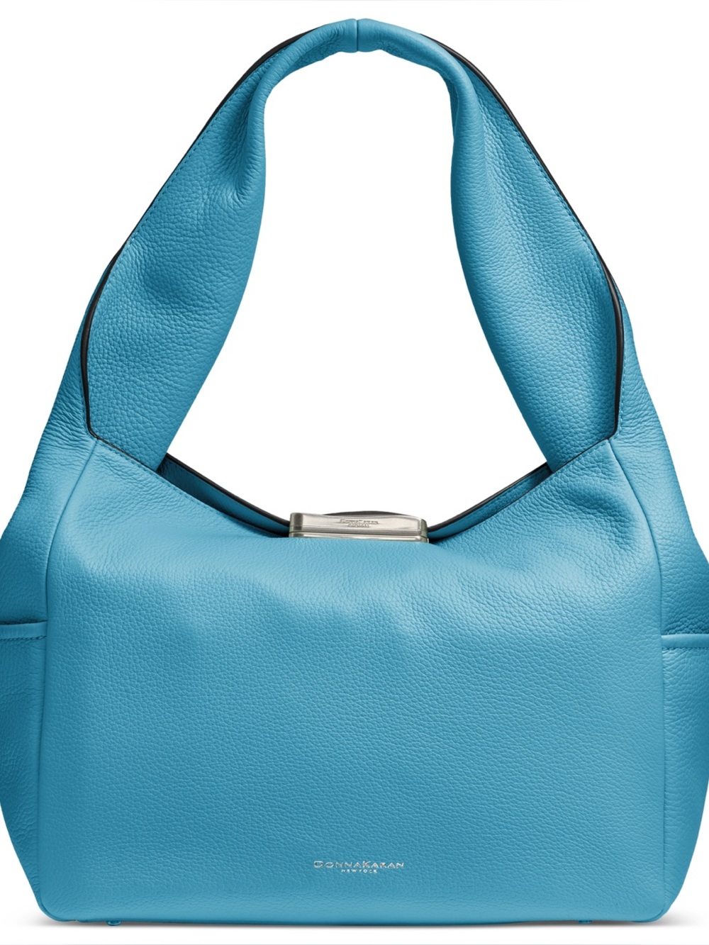 Donna Karan light Blue Pebbled Leather Shoulder Bag